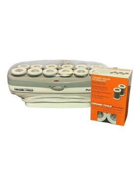 Conair Ceramic Hot Rollers Set in White with Beige Accents